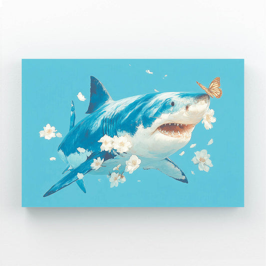 Cute Floral Blue Shark Prints – cute floral blue shark canvas print