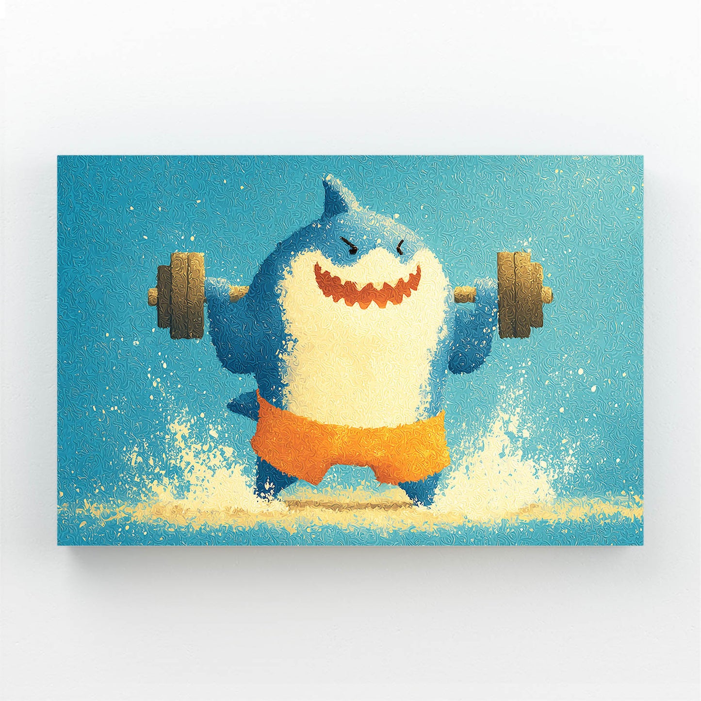 Cute Gym Shark Shark Canvas – canvas print on white background