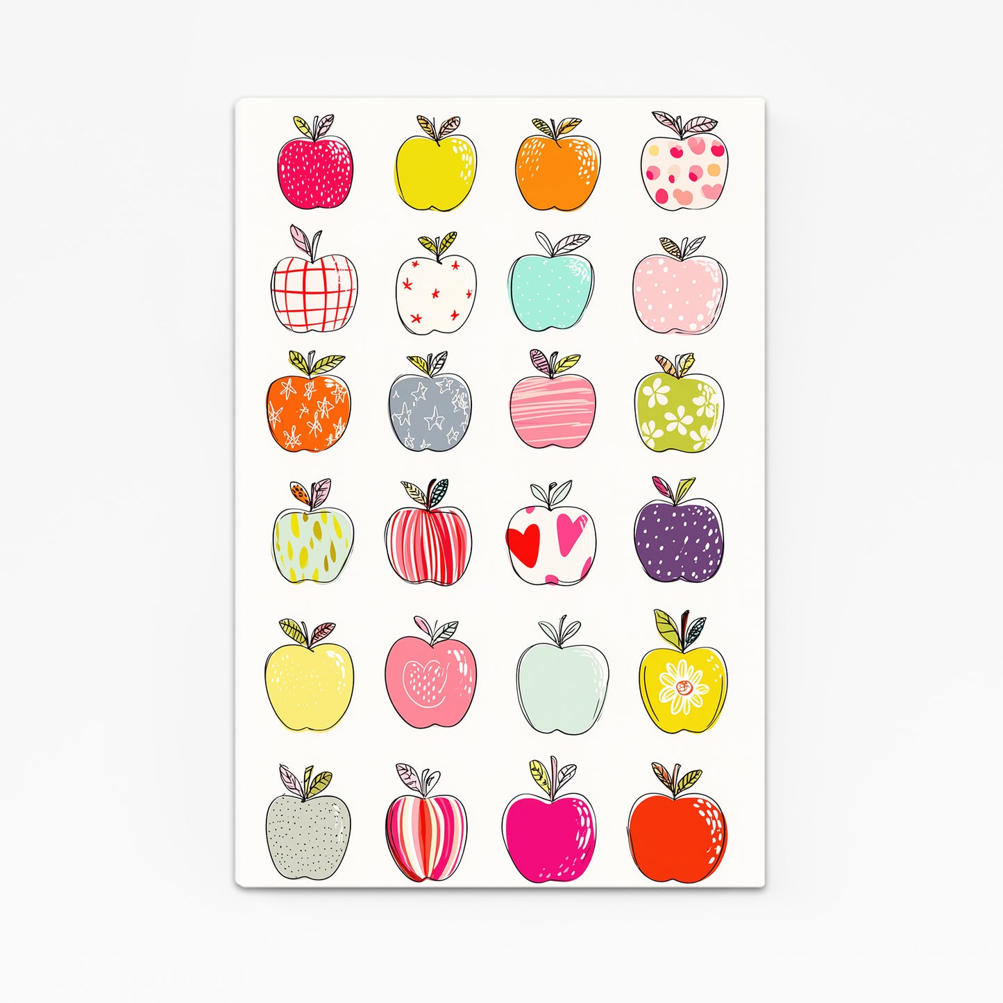 Cute Pattern Grid Apple Canvas – angled canvas view on white background