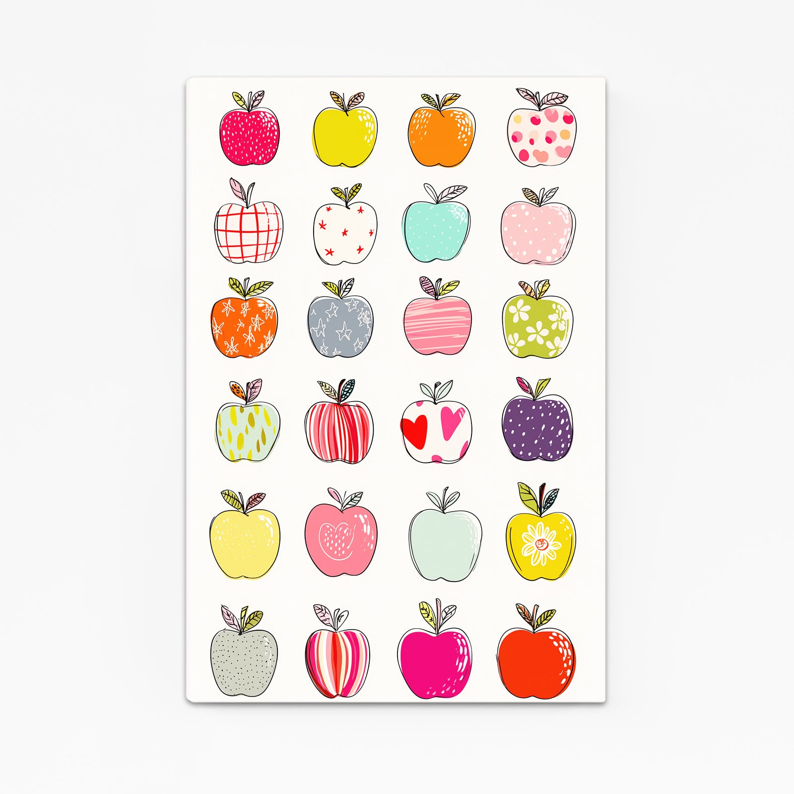 Cute Pattern Grid Apple Canvas – angled canvas view on white background