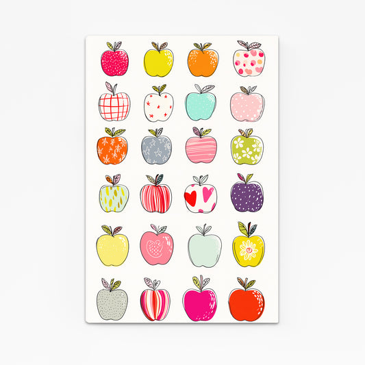 Cute Pattern Grid Apple Canvas – angled canvas view on white background