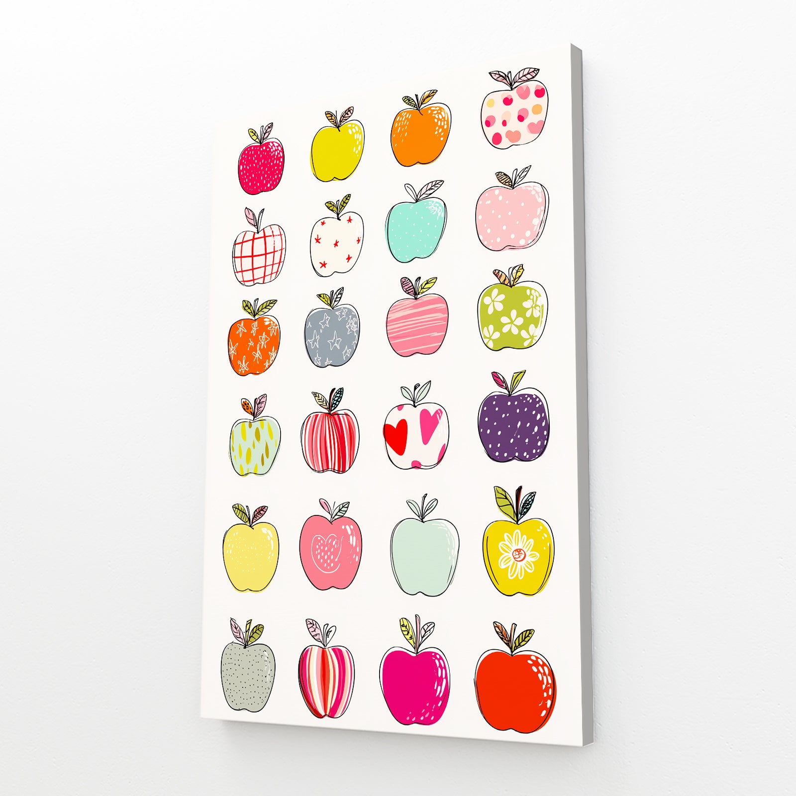 Cute Pattern Grid Apple Canvas – canvas print on white background