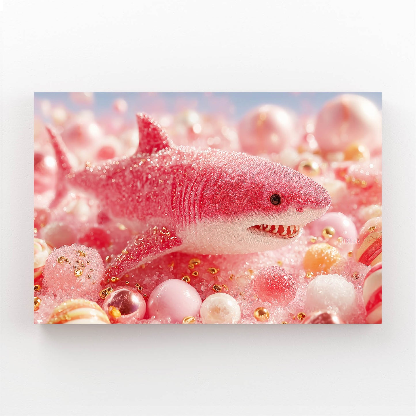 Cute Pink Bubbles Shark Canvas – cute pink bubbles shark canvas print