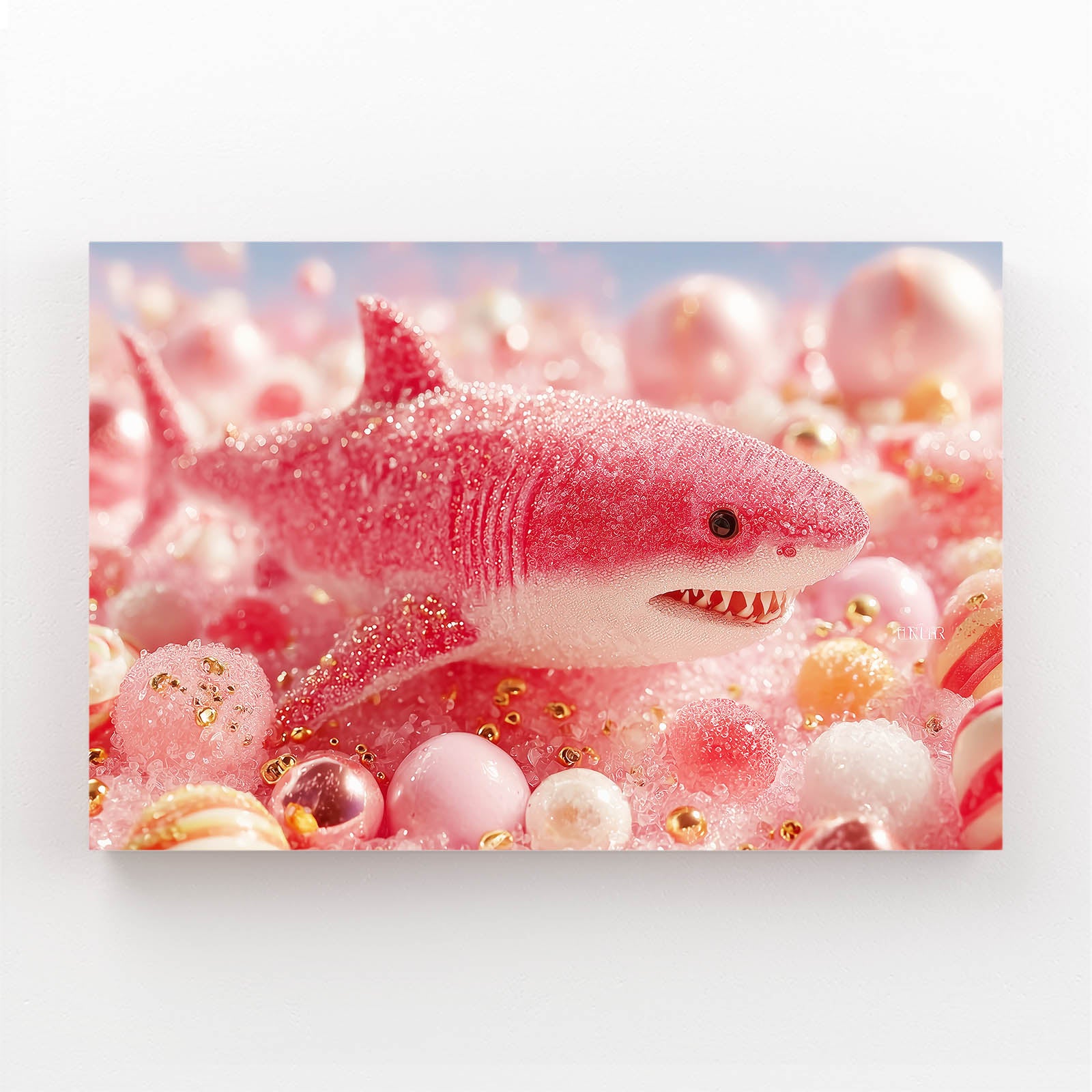 Cute Pink Bubbles Shark Canvas – cute pink bubbles shark canvas print