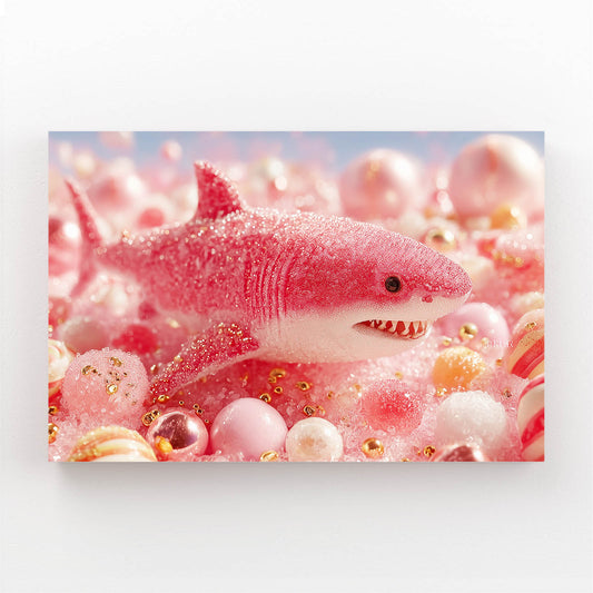 Cute Pink Bubbles Shark Canvas – cute pink bubbles shark canvas print