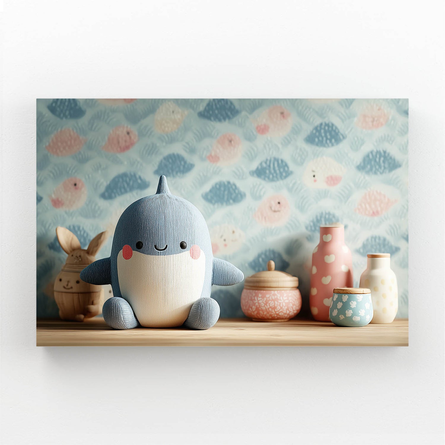 Cute Plush Nursery Shark Wall Art – cute plush nursery shark canvas print