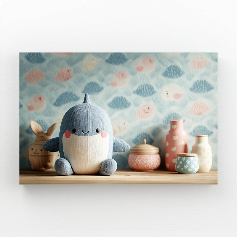 Cute Plush Nursery Shark Wall Art – cute plush nursery shark canvas print