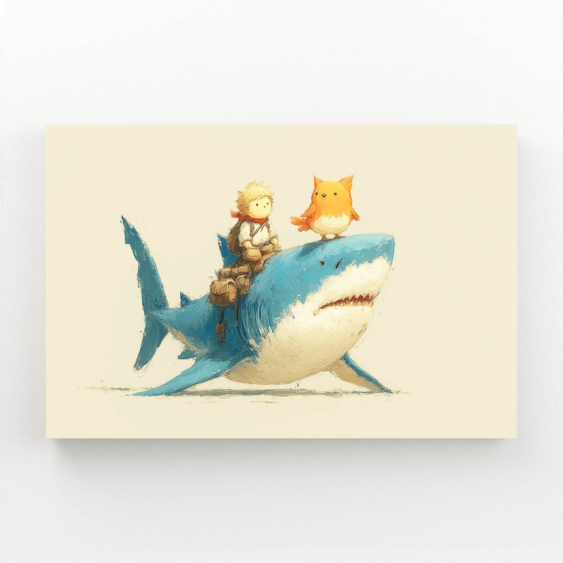 Cute Ride Friends Shark Canvas Art – cute ride friends shark canvas print