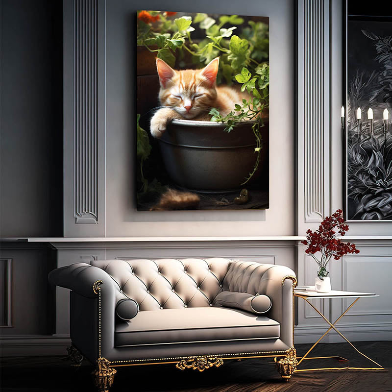 Cute Sleeping Cat Wall Art