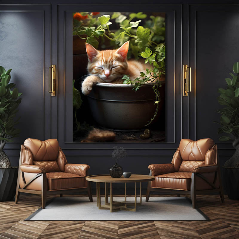 Cute Sleeping Cat Wall Art