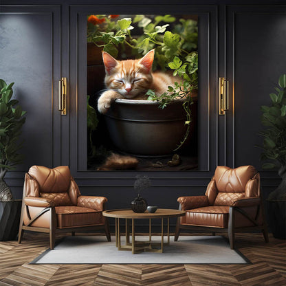 Cute Sleeping Cat Wall Art