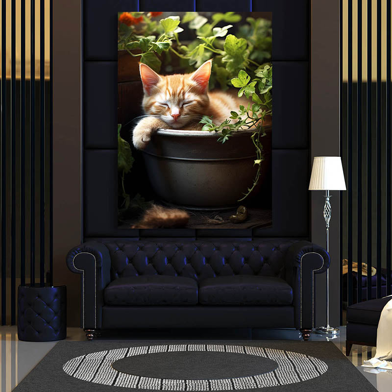 Cute Sleeping Cat Wall Art