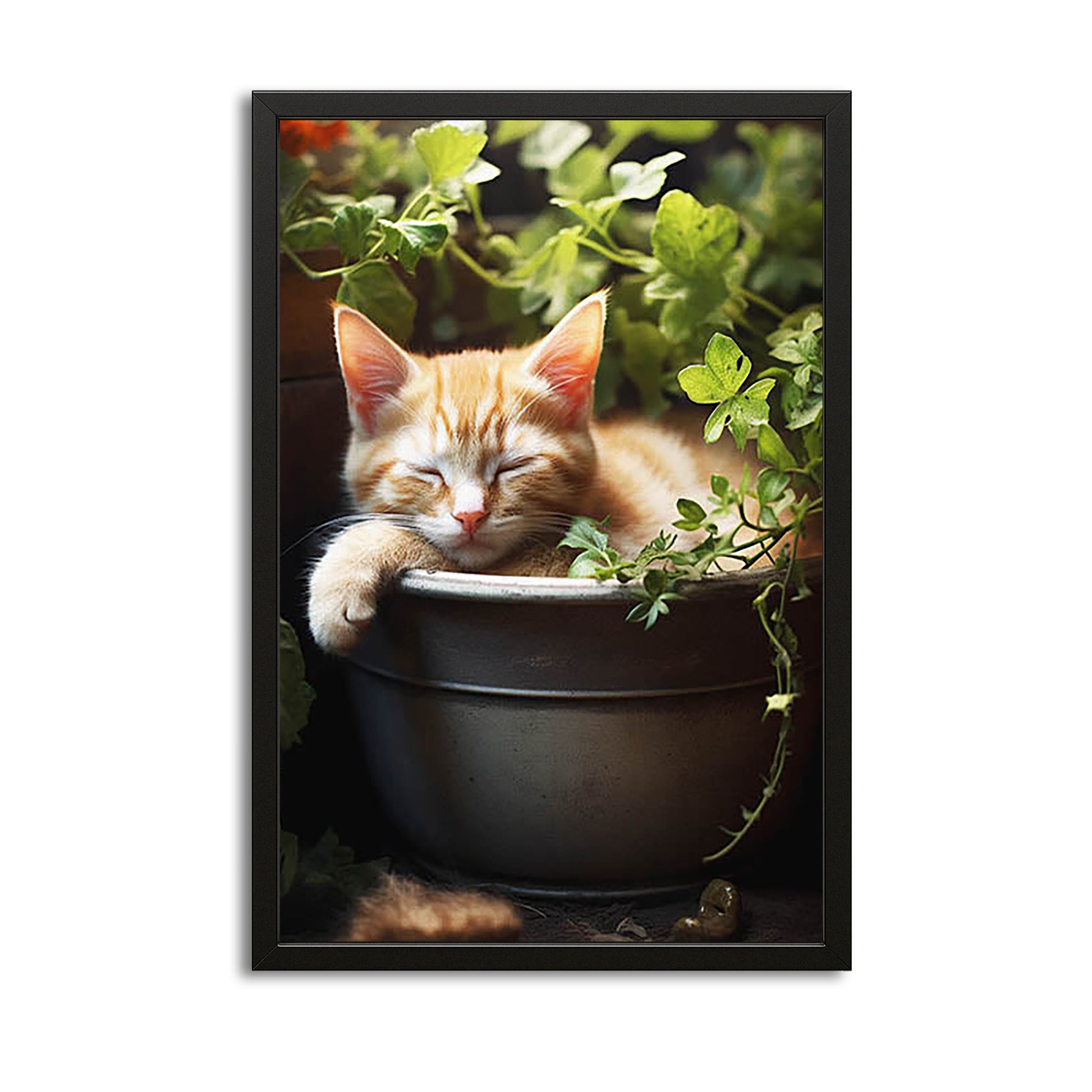 Cute Sleeping Cat Wall Art – canvas print on white background