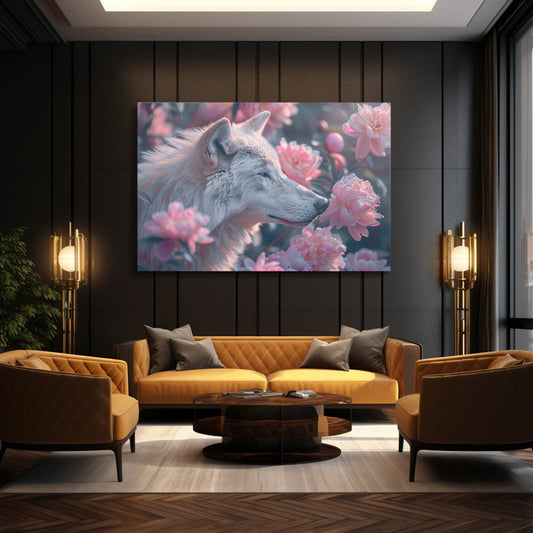 Cute Wolf Art — fantasy canvas print in gray tones, view 3