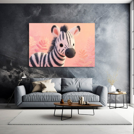 Cute Zebra Wall Art – styled in a furnished interior