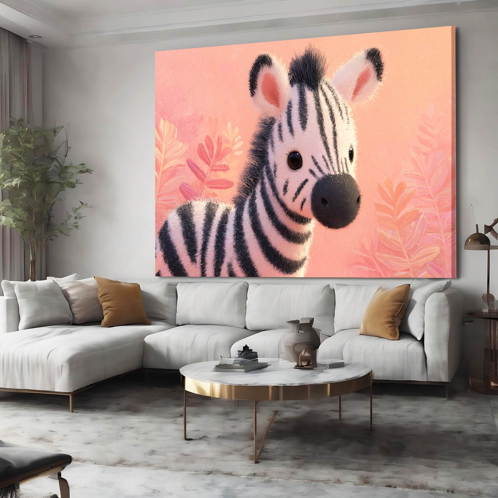 Cute Zebra Wall Art – styled in a furnished interior