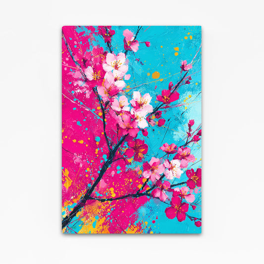 Cyan Magenta Splash Cherry Blossom Canvas – cyan magenta splash cherry blossom canvas print