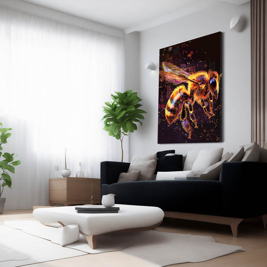 Cyber Bee Art — 3d canvas print in orange tones, view 3