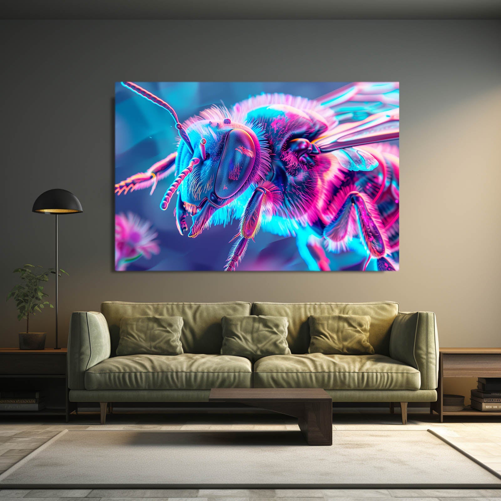 Cyber Neon Bee Art
