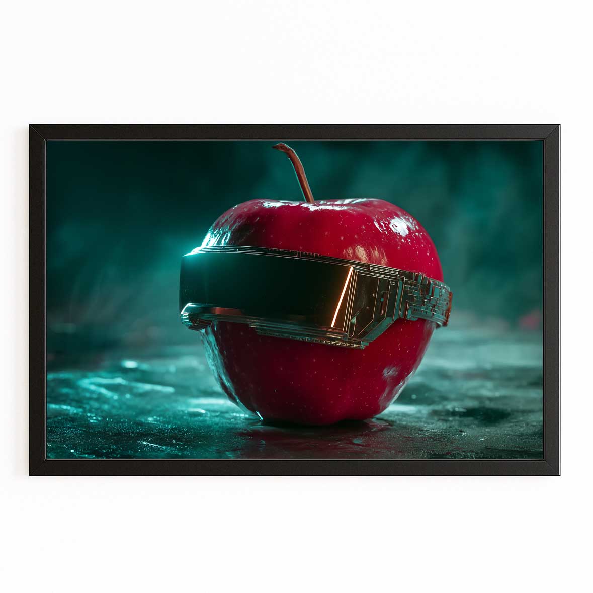 Cyber VR Vision Apple Wall Decor – with Premium Black frame on white background