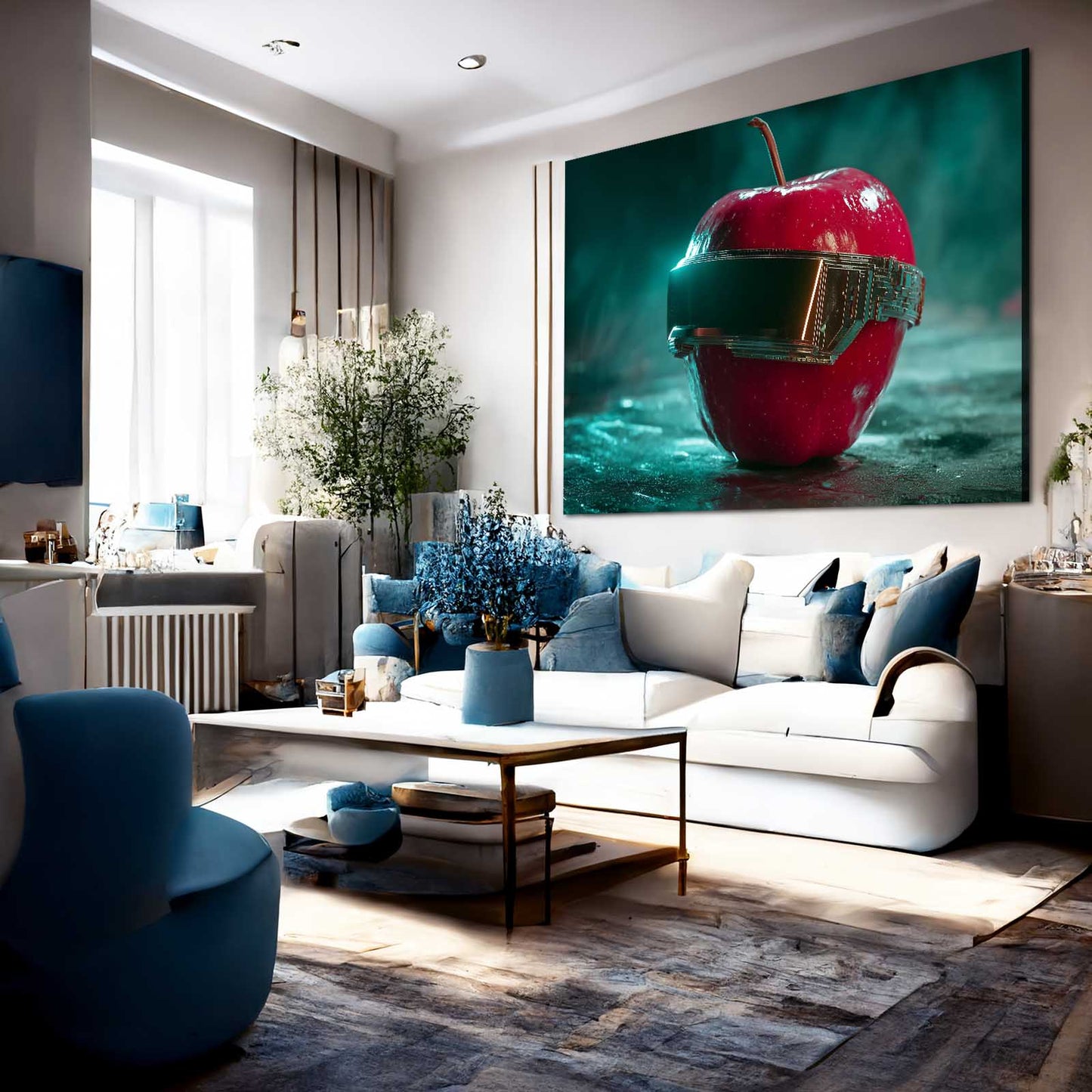 Cyber VR Vision Apple Wall Decor – styled in a furnished interior