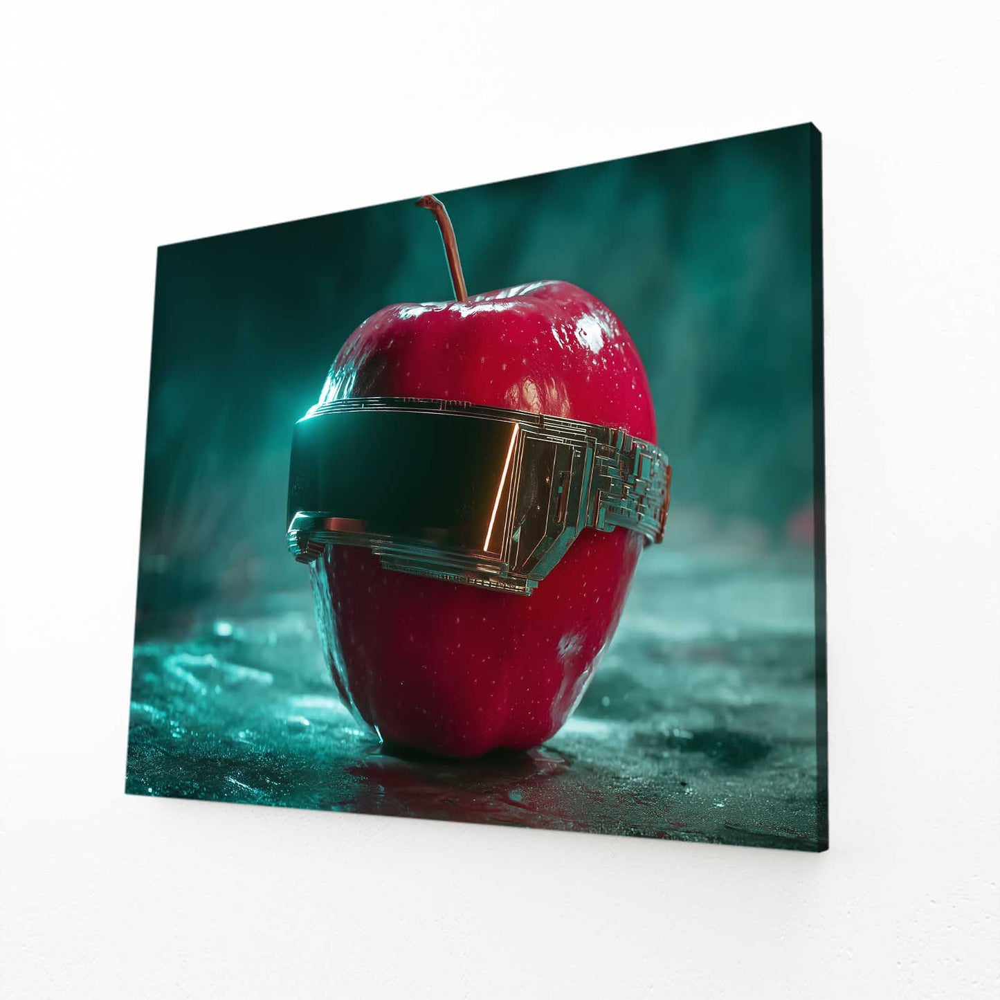 Cyber VR Vision Apple Wall Decor – angled canvas view on white background