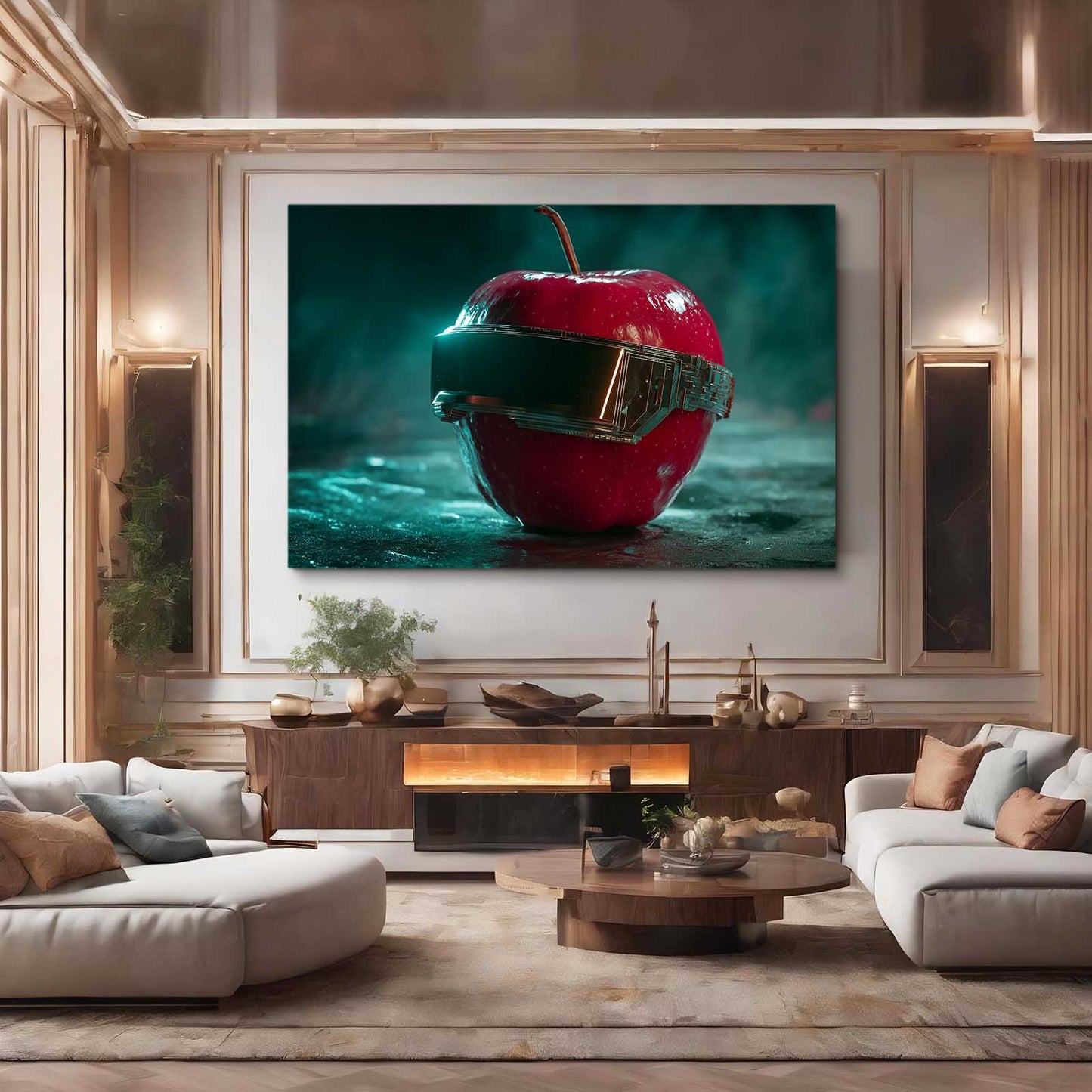 Cyber VR Vision Apple Wall Decor – styled in a furnished interior