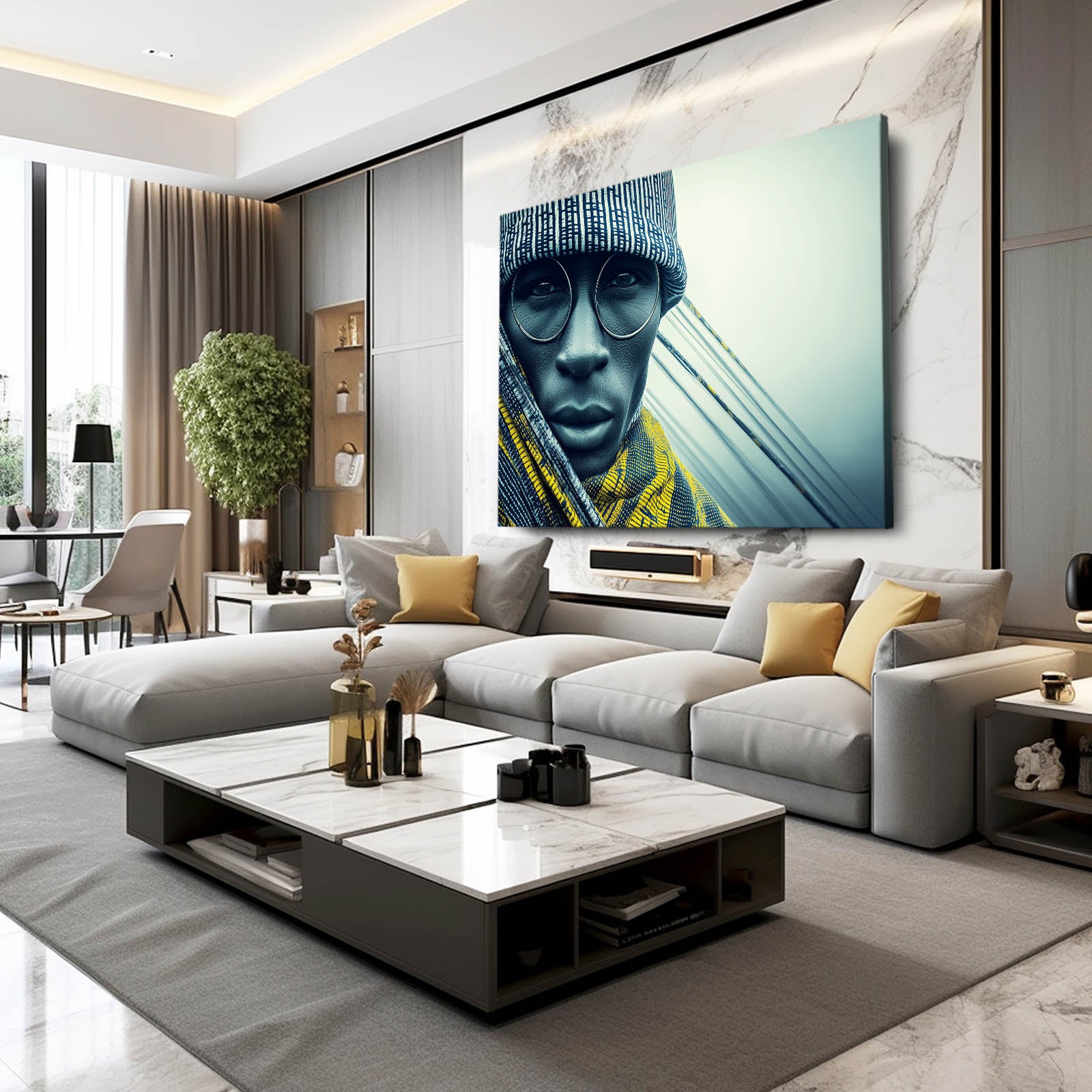 Cyberpunk Goggles Portrait Photography Art – styled in a furnished interior