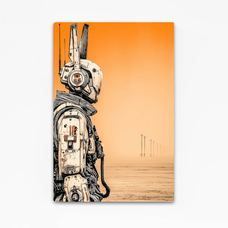 Cyberpunk Rabbit Art – angled canvas view on white background