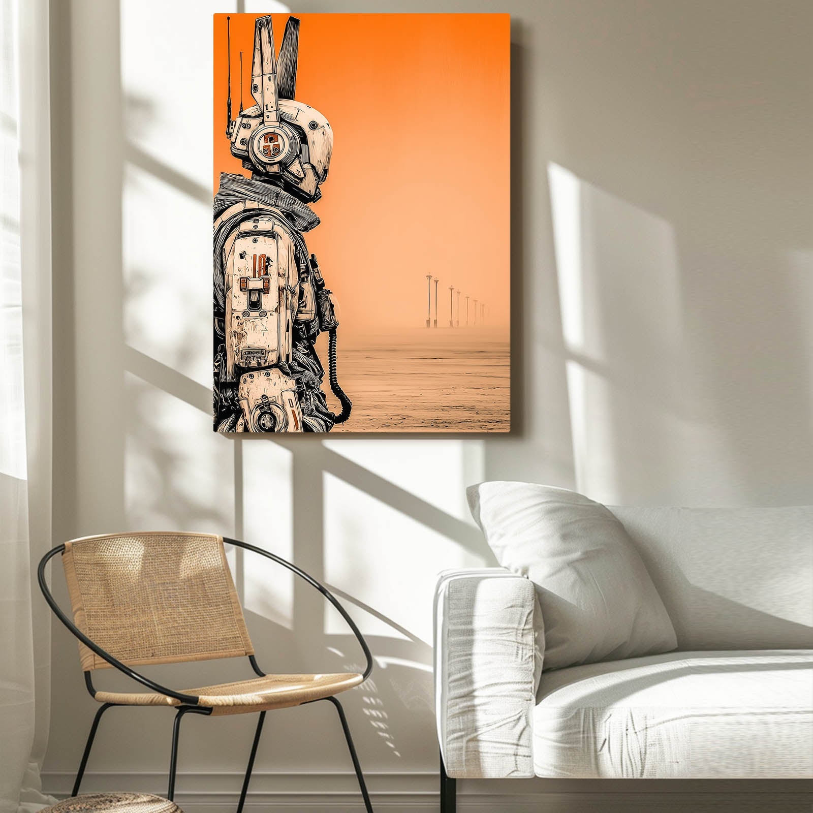 Cyberpunk Rabbit Art – angled canvas view on white background