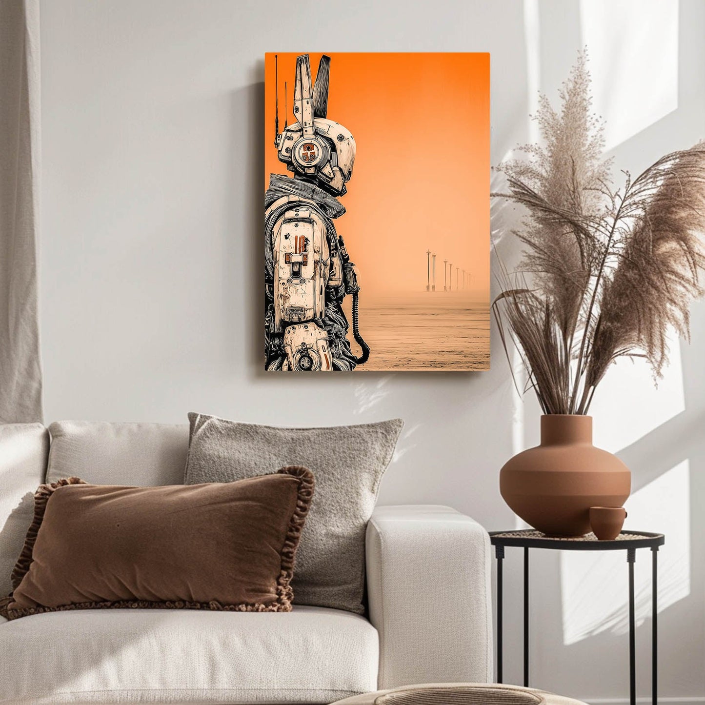 Cyberpunk Rabbit Art – angled canvas view on white background