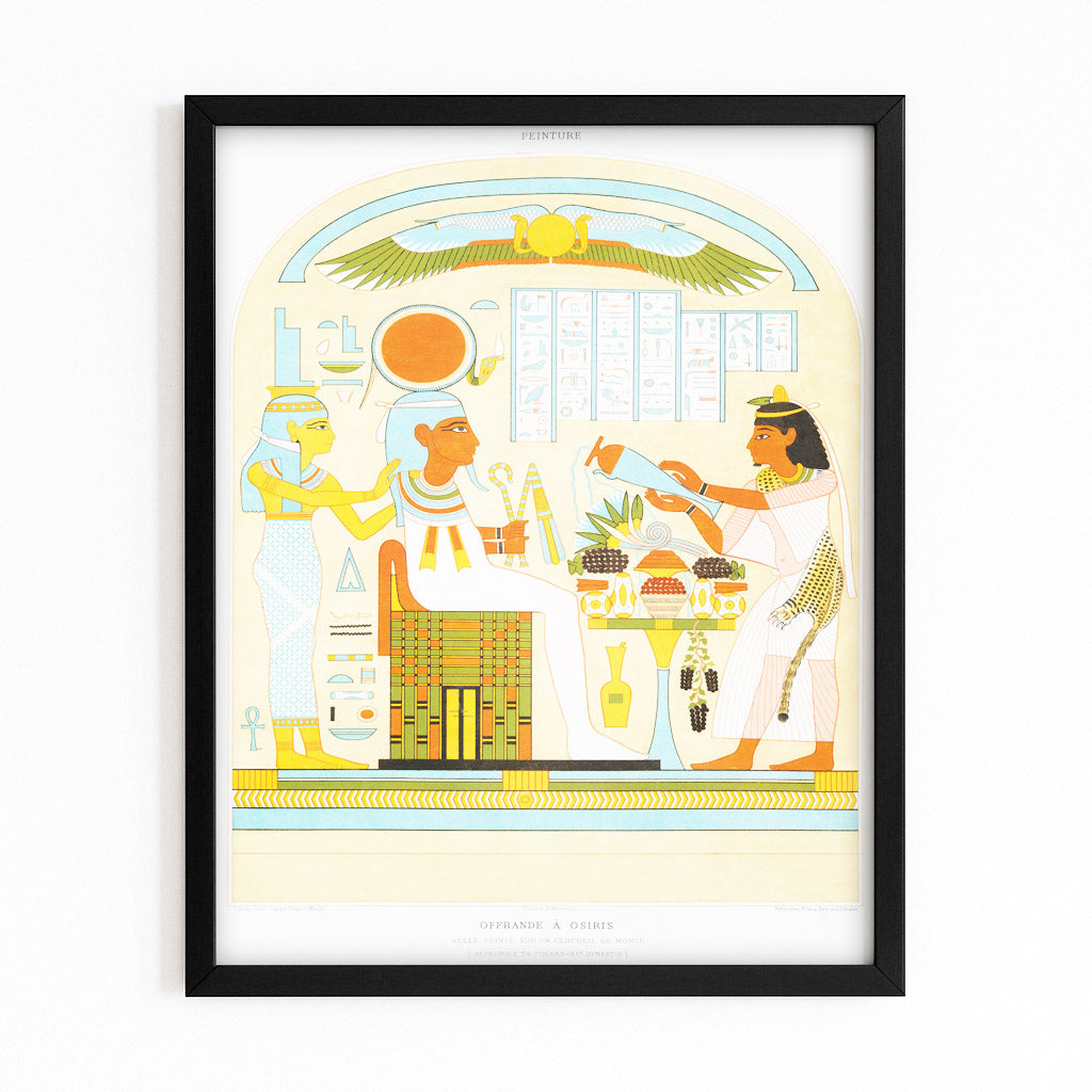 Daily Life Scene Egyptian Wall Art – with Premium Black frame on white background