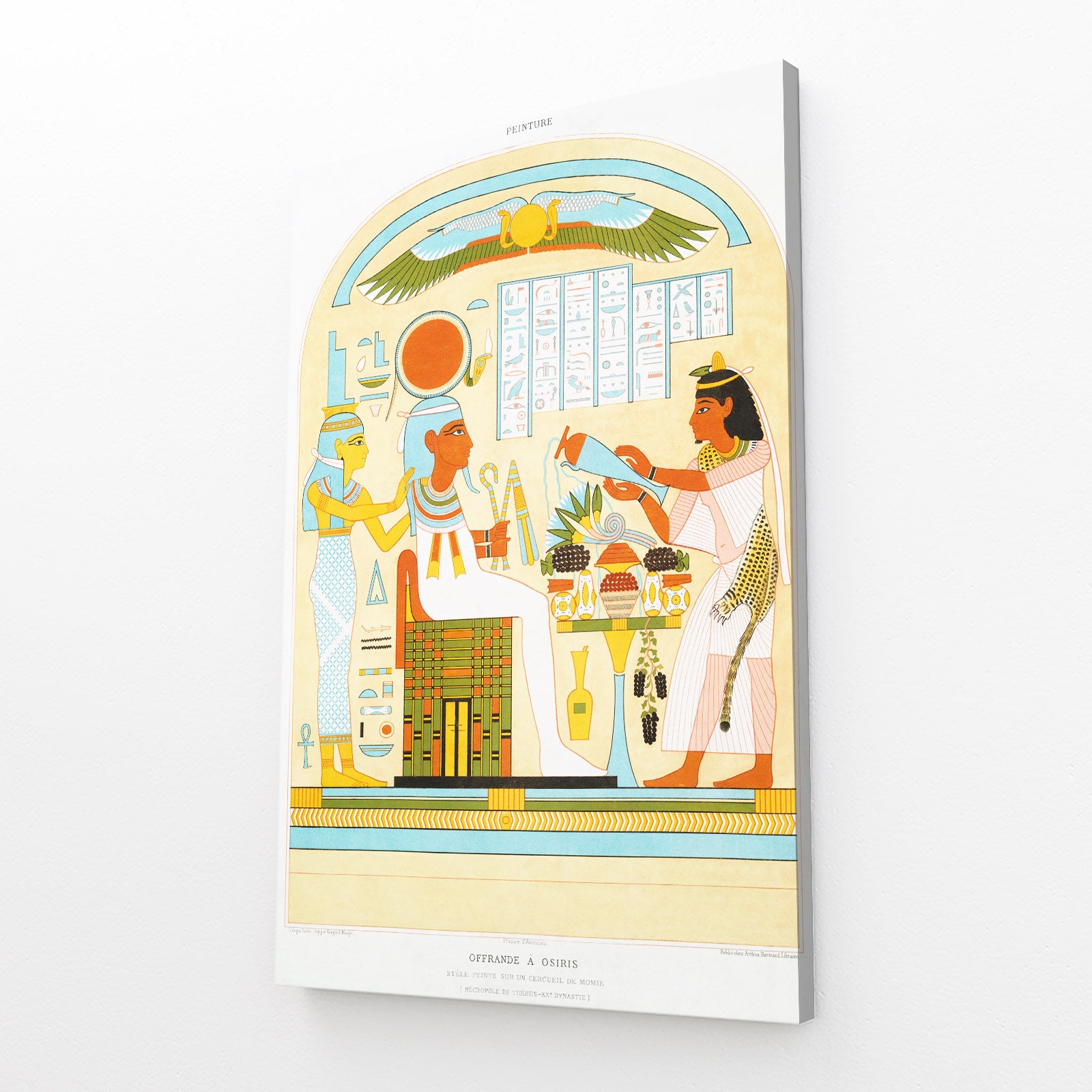 Daily Life Scene Egyptian Wall Art – angled canvas view on white background