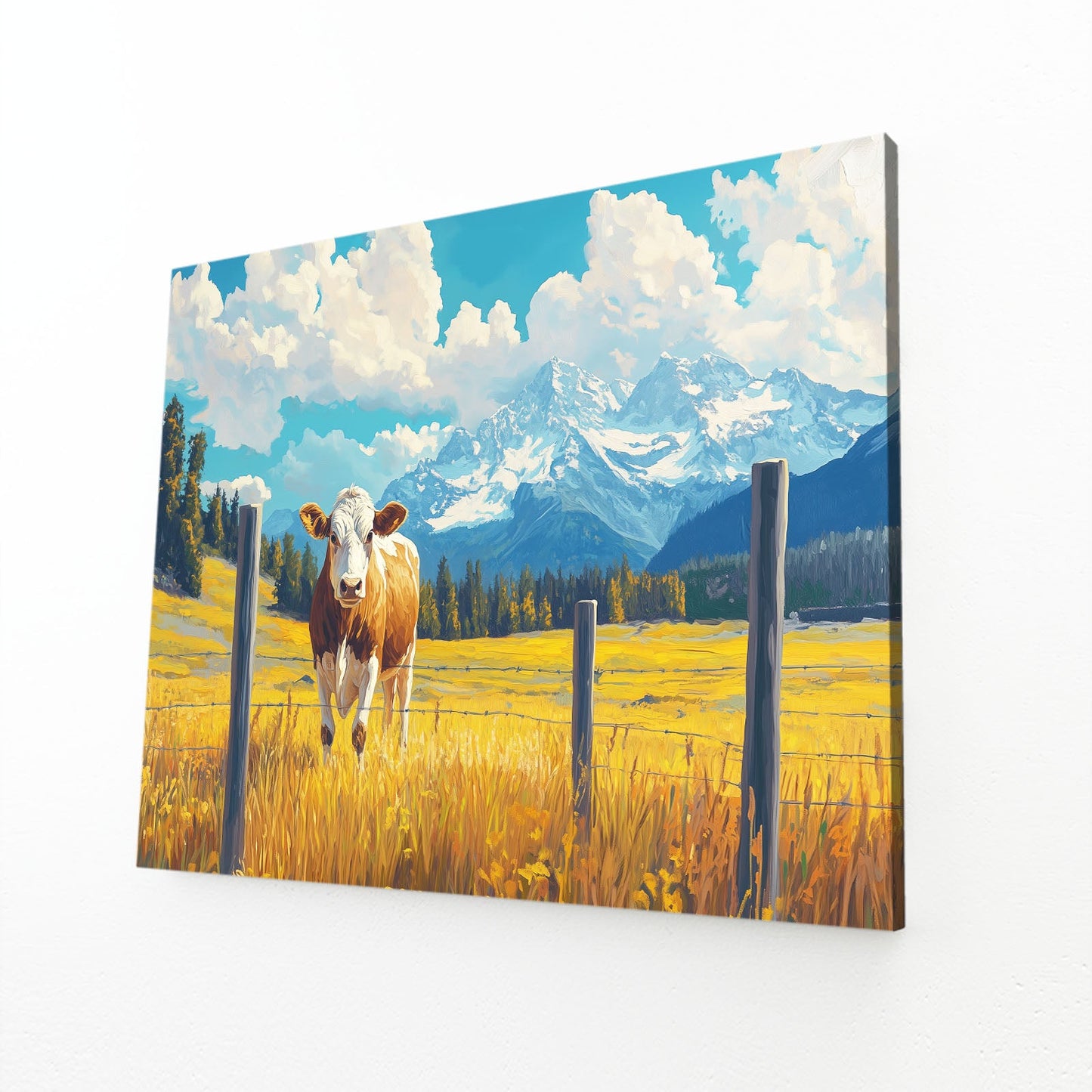 Dairy Cow Art – angled canvas view on white background