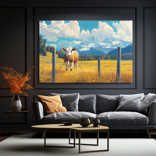 Dairy Cow Art – angled canvas view on white background