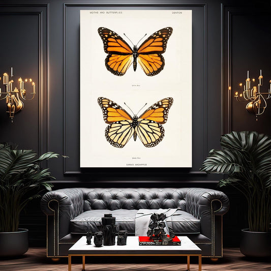 Danaus Butterfly Wall Art — botanical canvas print in white tones, view 3