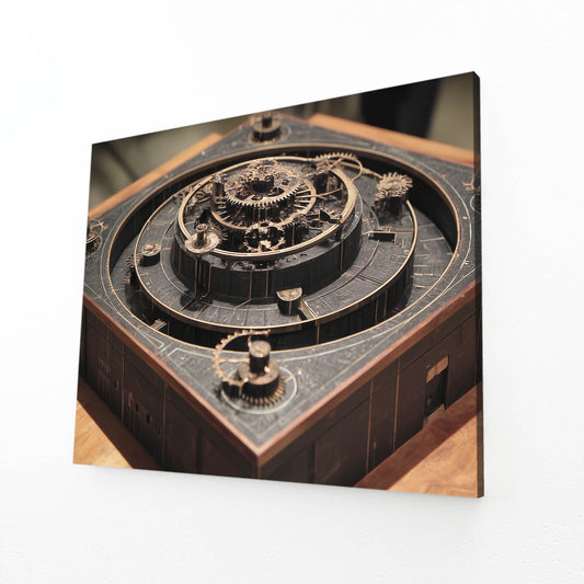 Dark Gear Labyrinth Steampunk Canvas – angled canvas view on white background
