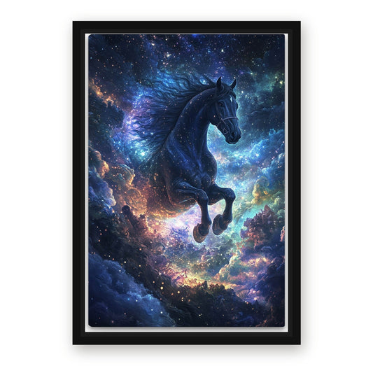 Dark Night Horse Artwork – with Premium Black wood frame