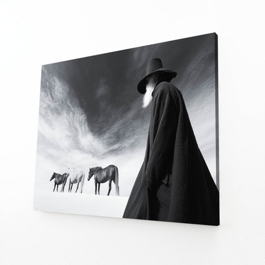 Dark Rider Wall Art Photography – angled canvas view on white background