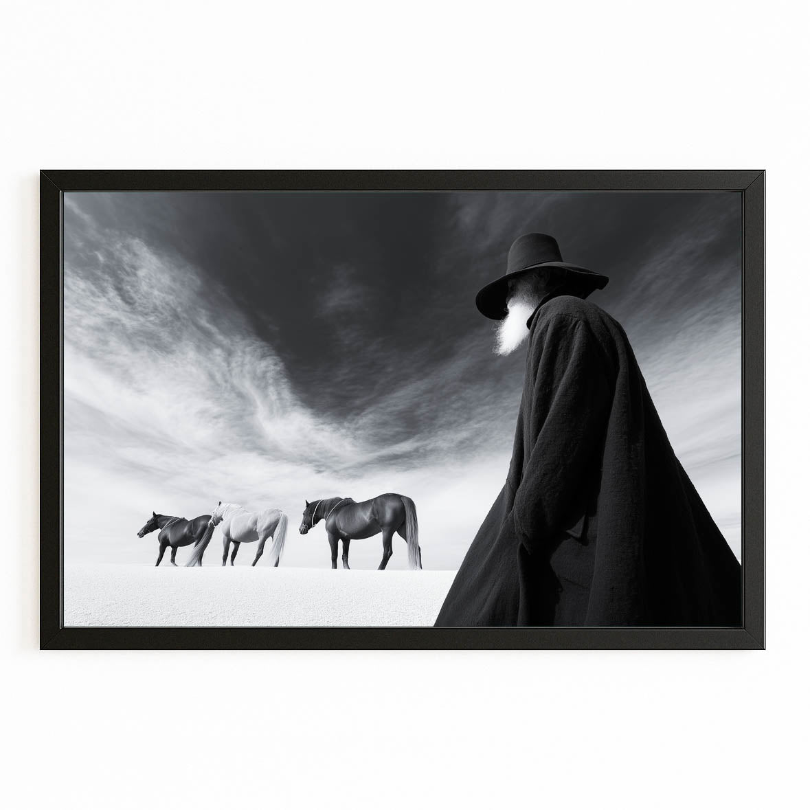 Dark Rider Wall Art Photography — photography canvas print, with Premium Black frame on white background