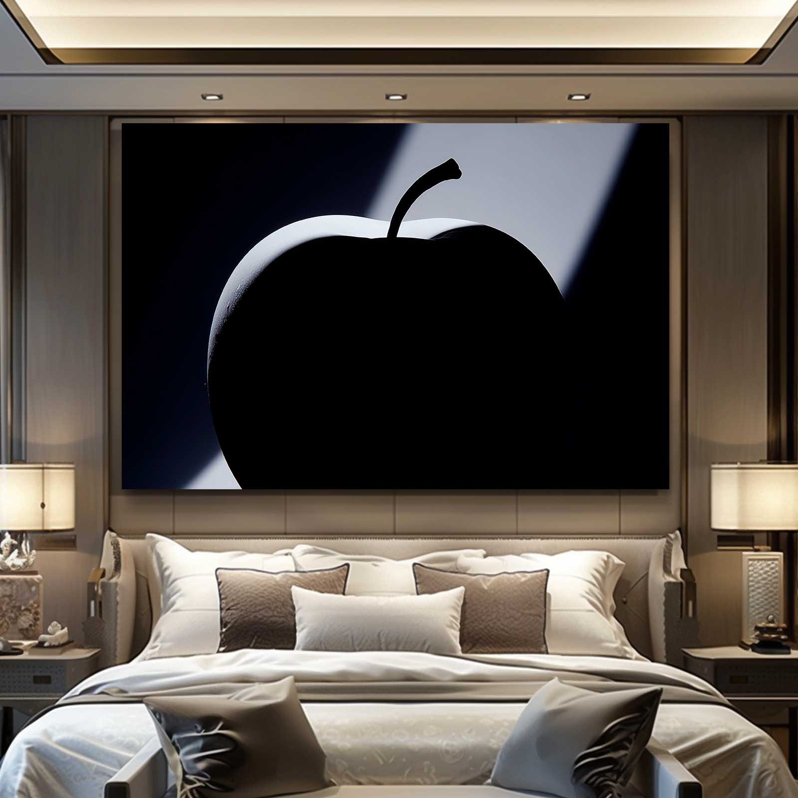 Dark Silhouette Apple Art – styled in a furnished interior