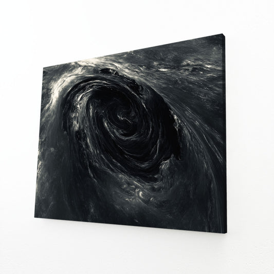 Dark Whirlpool Motion Abstract Canvas – angled canvas view on white background