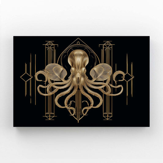 Deco Gold Crest Octopus Canvas Art – deco gold crest octopus canvas print