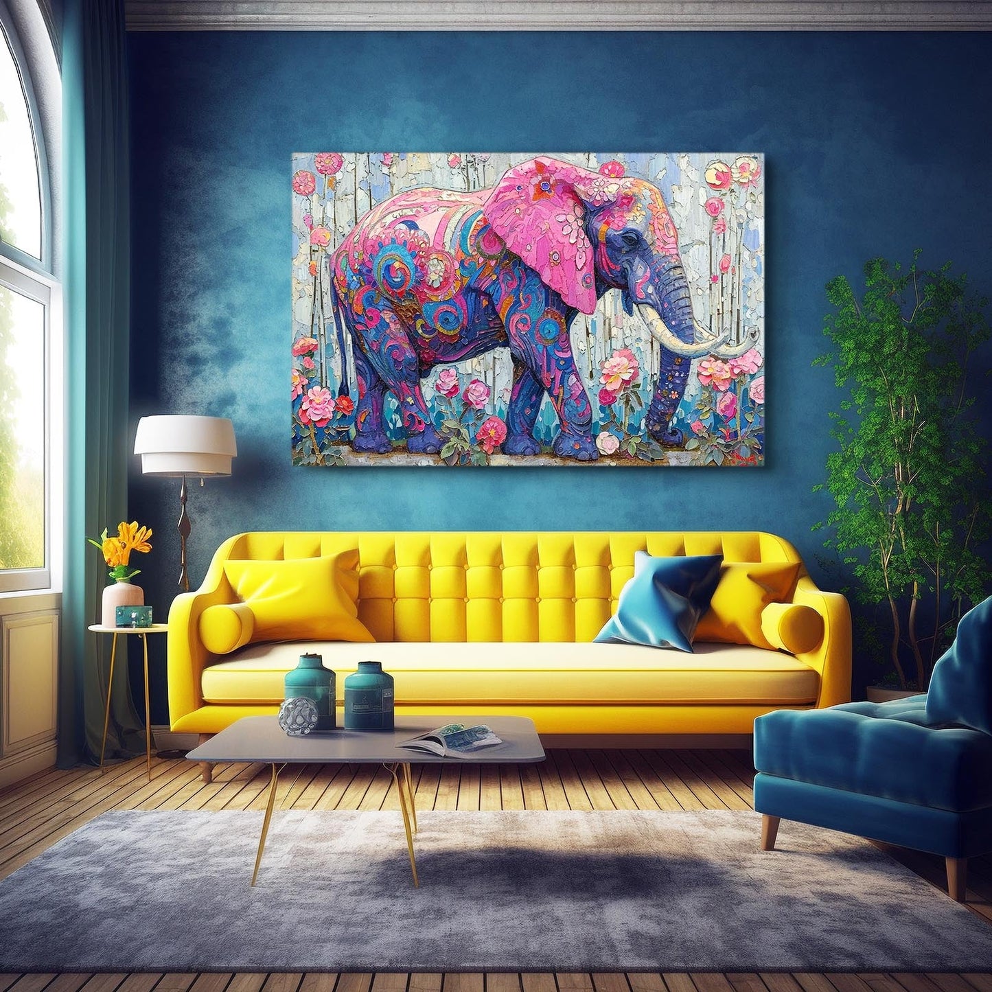 Decorative Floral Elephant Art