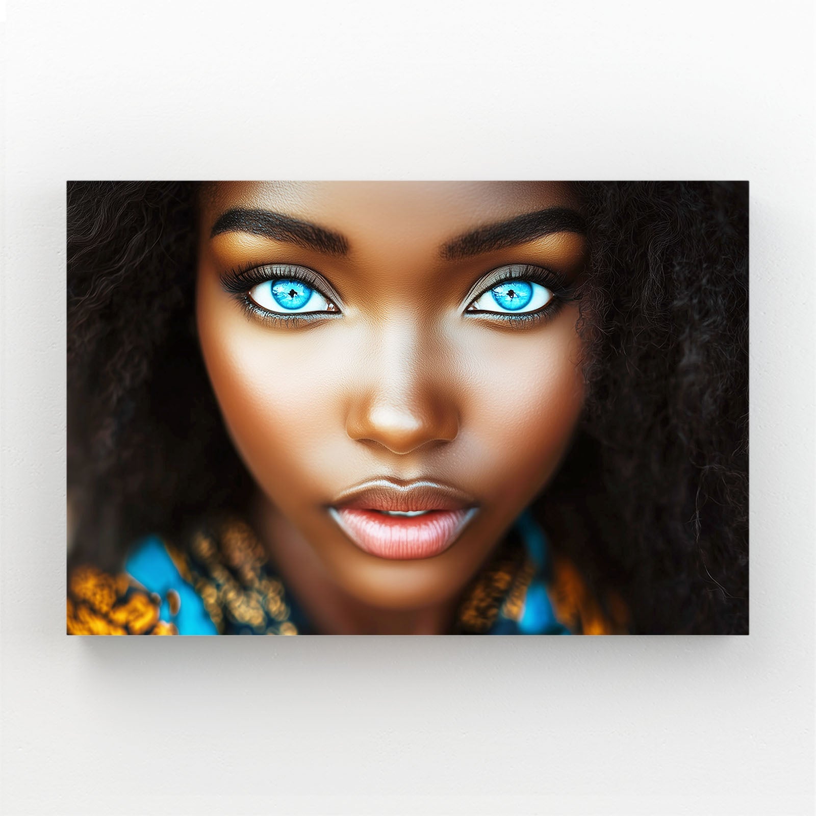 Deep Blue African American Wall Art — digital canvas print in orange tones