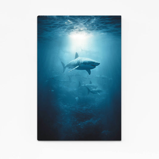 Deep Blue Solitude Shark Prints – deep blue solitude shark canvas print