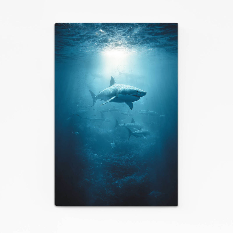 Deep Blue Solitude Shark Prints – deep blue solitude shark canvas print