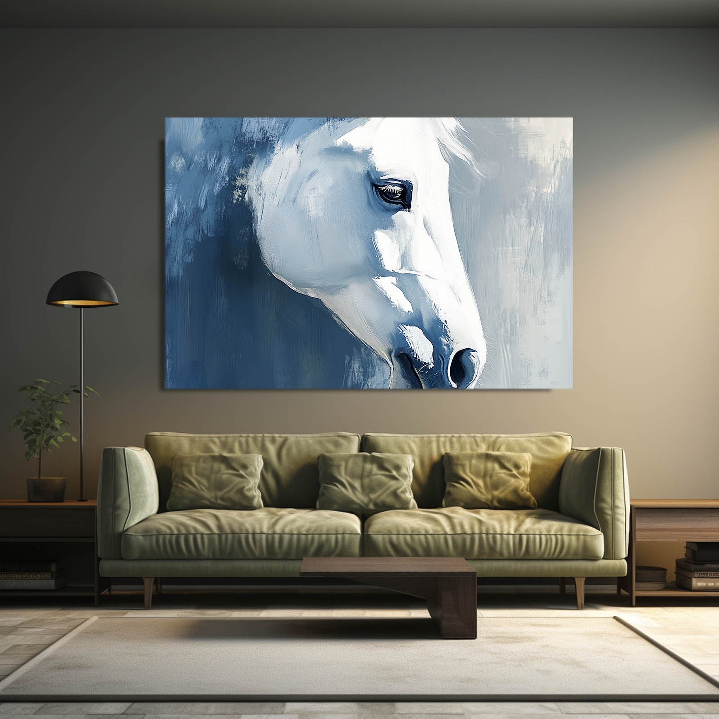 Deep Horse Wall Art – angled canvas view on white background