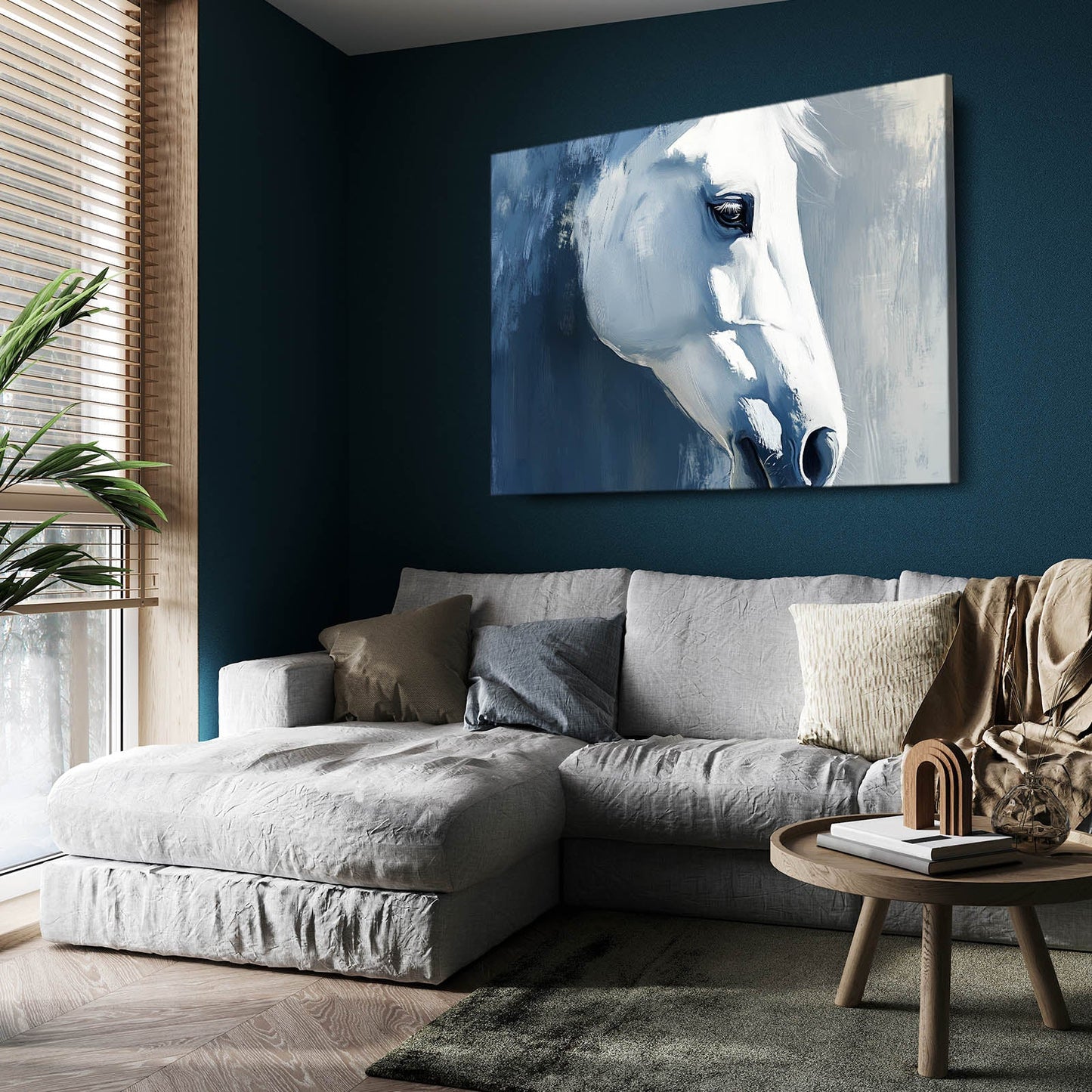 Deep Horse Wall Art – angled canvas view on white background