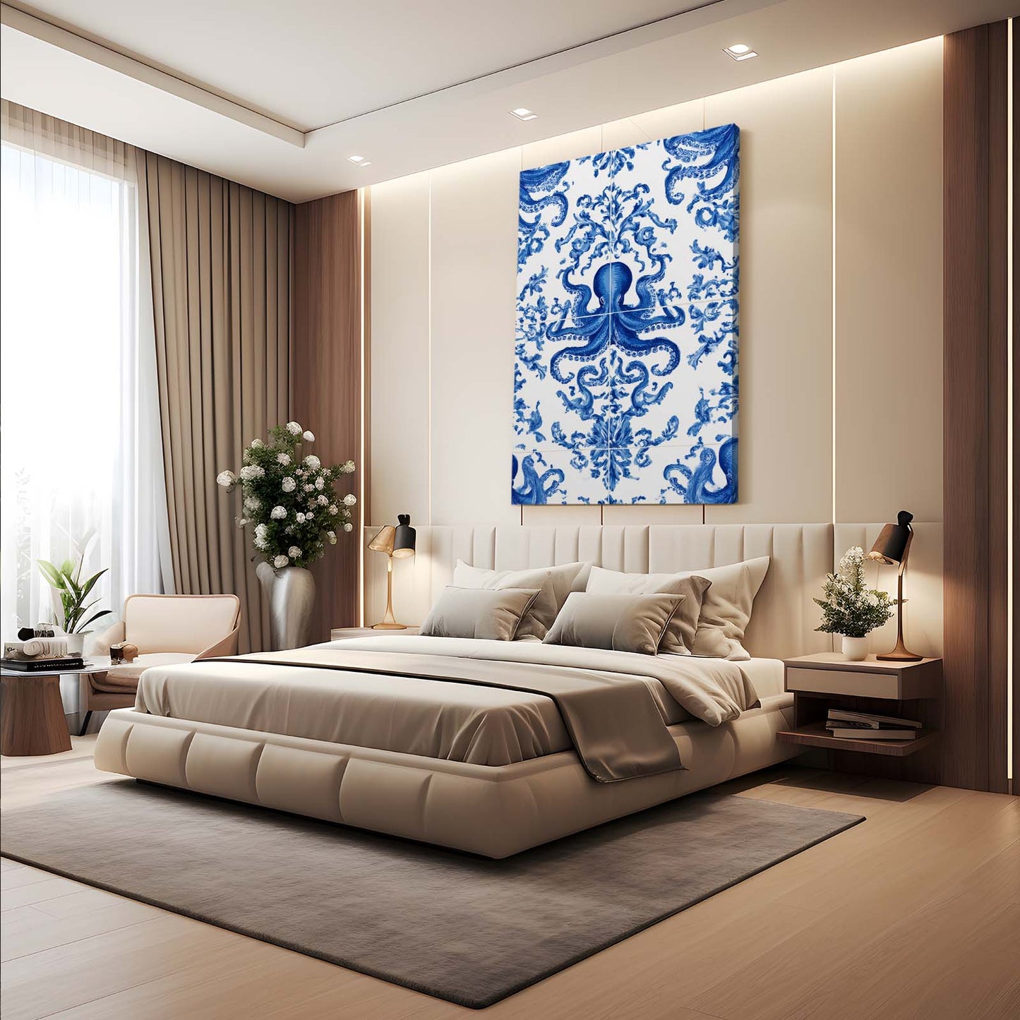 Delft Porcelain Octopus Prints – styled in a furnished interior